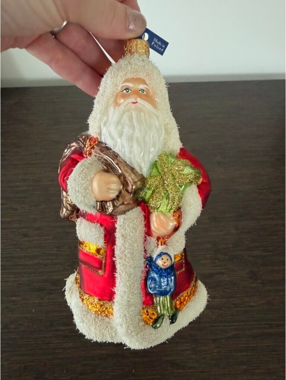 Glass Holiday Santa Ornament